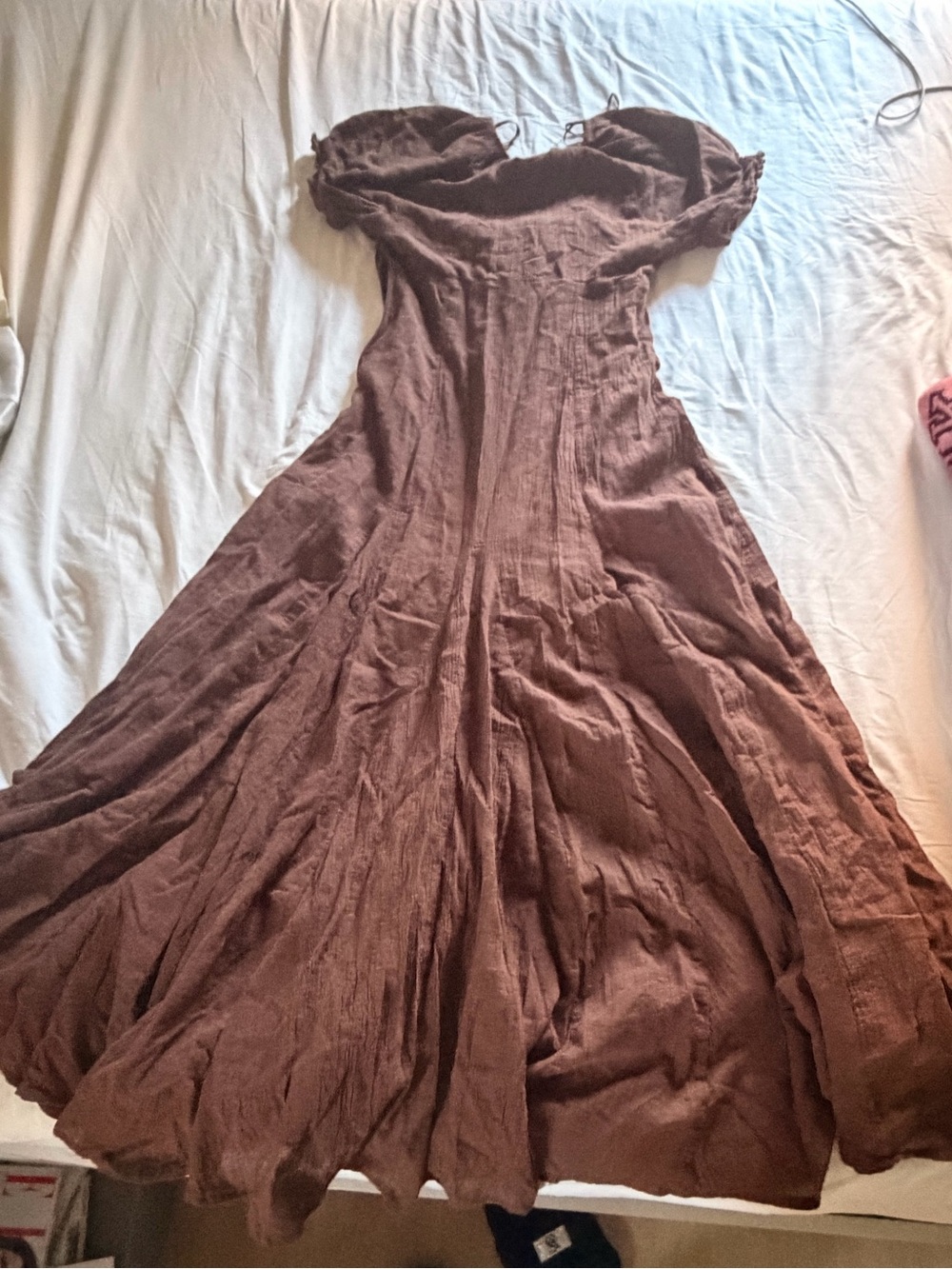 Zara Chocolate Brown Maxi Dress with Tie-Front - Picture 7 of 11